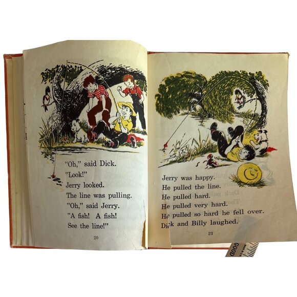 Jerry Goes Fishing 1942 School Book Florence Battle HC Illust Jack Merryweather - Picture 11 of 16